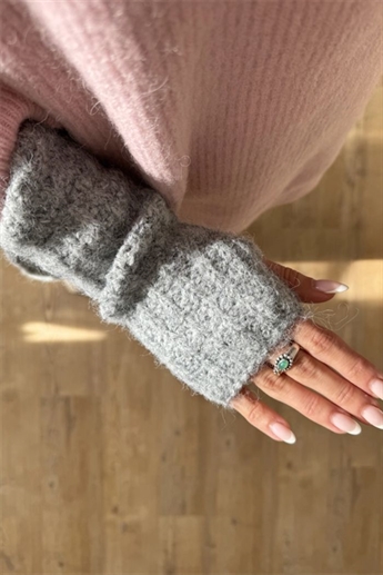 Milu fingerless gloves, Light grey melange